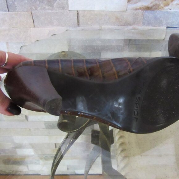 Great Pair of Via Spiga Lydia Croc Print Leather Booties w High Heel SZ 8 1/2 B - Picture 5 of 7